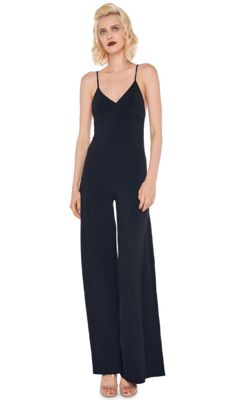 NORMA KAMALI Women's V neck Slip Jumpsuit Medium 38 Black V neckline NWT